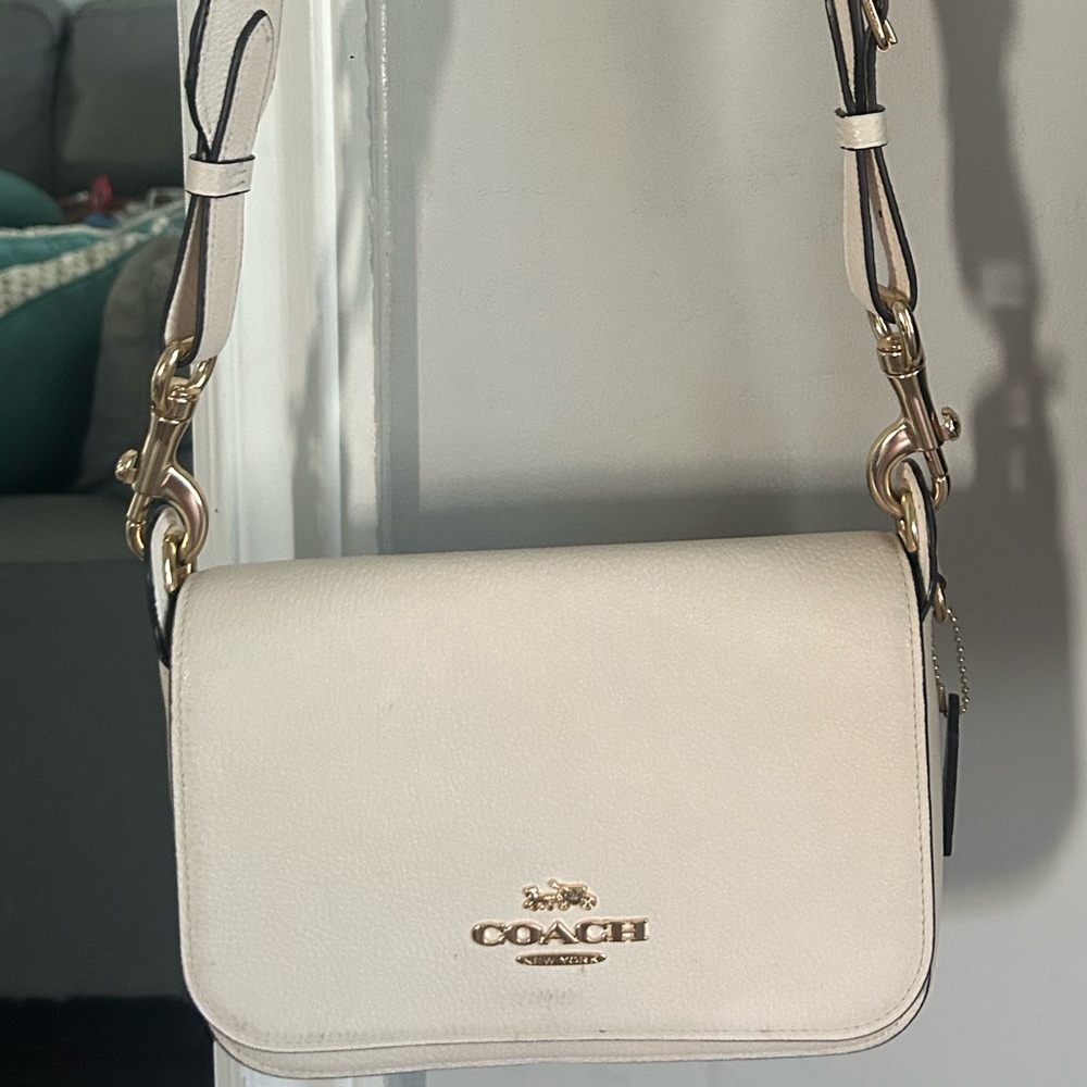 Coach Cream Leather Crossbody with Gold Hardware